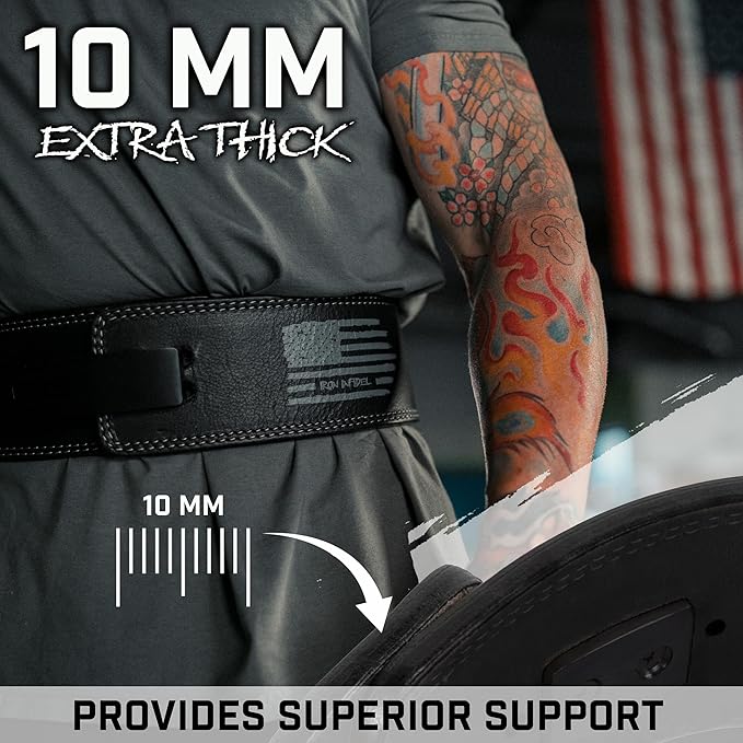 Weight Lifting Belt - Lever Gym Belt for Weightlifting, 10mm Leather Weight Belt for Men - 4 Inches Wide for Support & Stability for Workouts, Powerlifting, Bodybuilding, Fitness & Crossfit