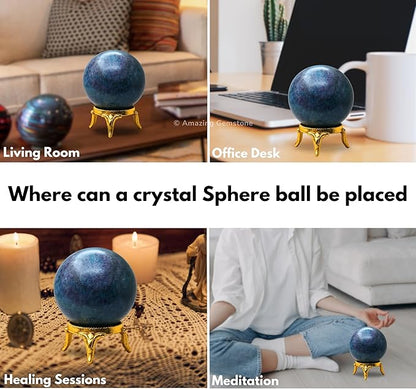 Amazing Gemstone Ruby Kyanite Crystal Ball with Stand - 2 Inches Crystal Sphere Meditation Balls for Witchcraft and Decorative Balls