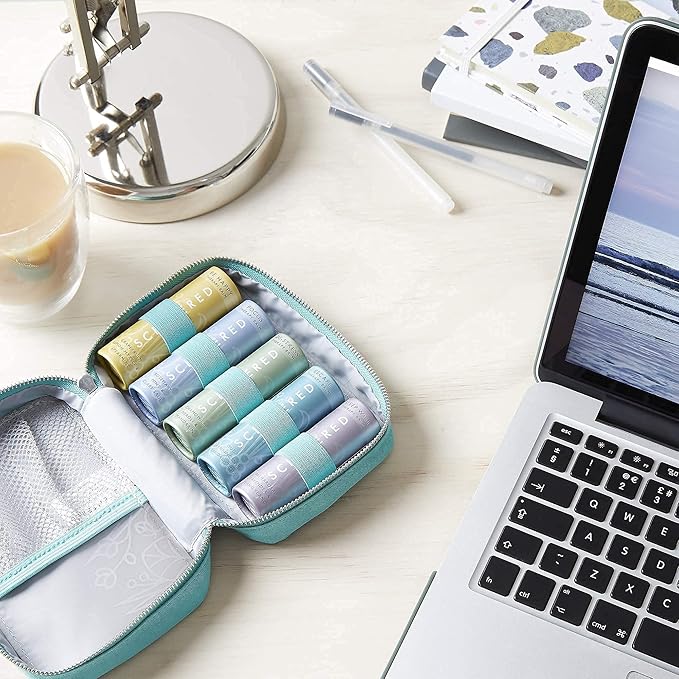 Scentered Aromatherapy Balm Stick Gift Set with Travel Pouch - Sleep, Focus, Stress-Relief, Mood Boost & Calm - 100% Natural Essential Oil Blends: Lavender, Chamomile, Rosemary, Cedarwood, Ylang Ylang