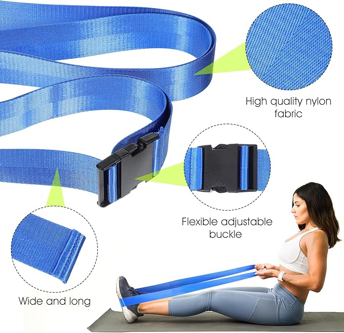 Physical Therapy Strap, Extremity Mobilization Belt, Manual Traction Strap, Adjustable Stretch Straps for Stretching Yoga Leg Shoulder Exercise (Blue)