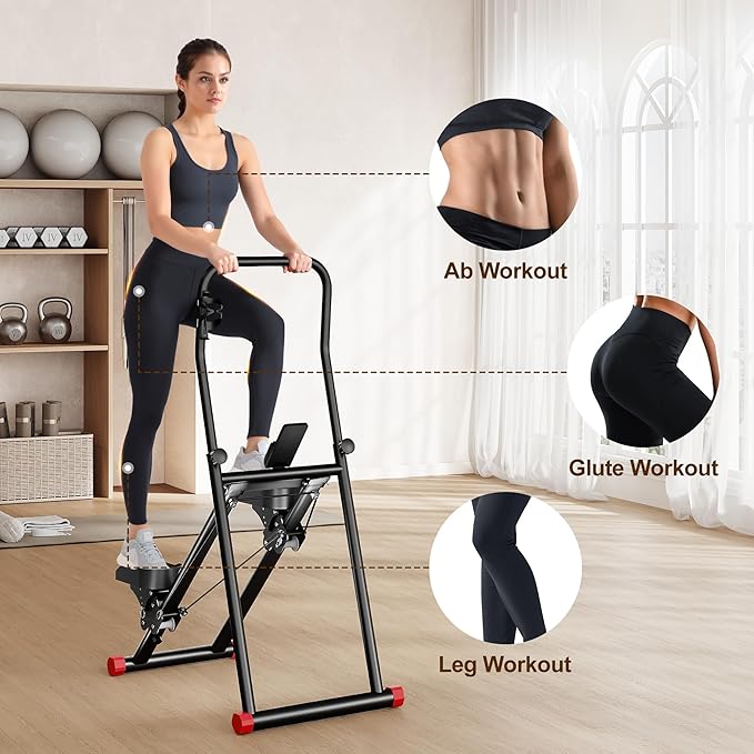 Stair Stepper for Home Gym Exercise, Compact Folding Cardio Exercise Climber for Full-Body Workout, Vertical Climber Machine, Extended Step Range