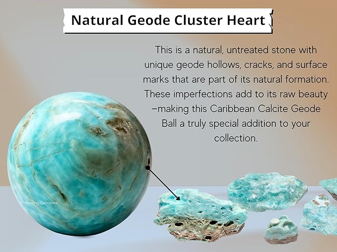 Amazing Gemstone Caribbean Calcite Crystal Ball with Stand - 2" Inches Crystal Sphere Meditation Balls for Witchcraft and Decorative Balls