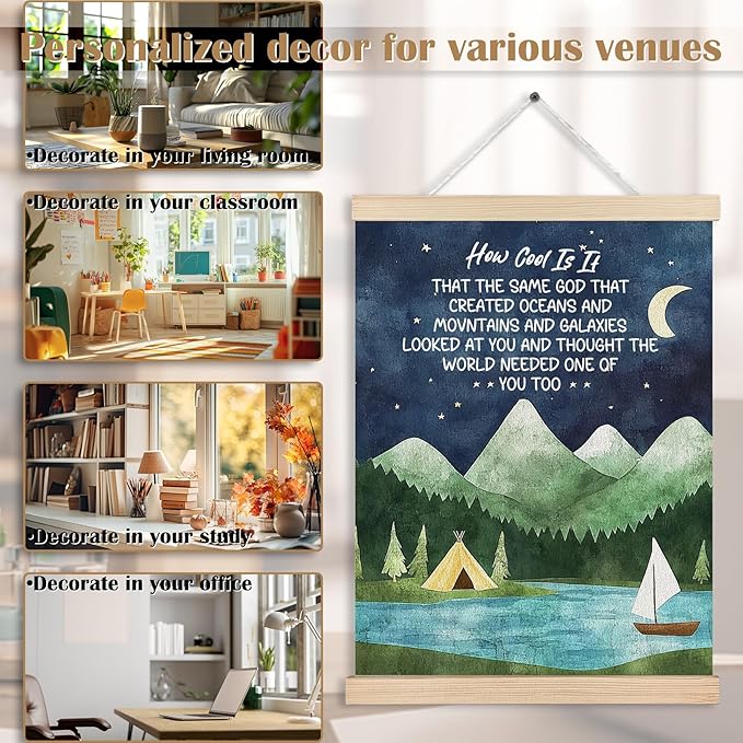 FITIE Christian Wall Art How Cool is It That the Same God Creation Inspirational Quotes Mountain Canvas Wall Decor for Home Bedroom Living Room Office,Inspirational Mountain Night Sky Christian Canvas Wall Art Poster, 12x16 Inches