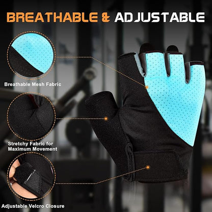 Sunnex Gym Gloves - Fingerless, Breathable Workout Gloves for Weightlifting, Cycling & More