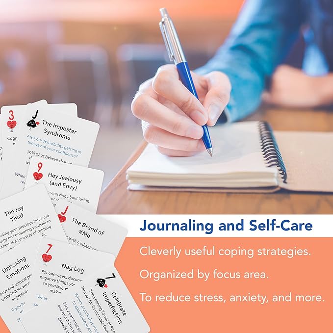 Mind Brain Emotion 52 Essential Coping Skills Cards - Self Care Exercises for Stress and Social Anxiety Relief - Resilience, Emotional Agility, Confidence Therapy Games for Teens, Adults