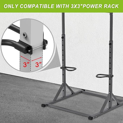 SELEWARE Solid Dip Bar Attachment for 2" x 2" or 3" x 3" with 1", 1/2" or 5/8" Hole Power Cage Squat Rack, Set of 2 Dip Bar Muti-Grip Handles for Strength Training, Double Welding Design