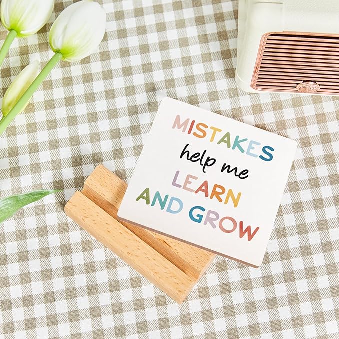 Mental Health Gift, Counseling Office Must Haves, Positive Inspirational Wood Sign With Wooden Stand, Motivational Gift for Psychologist School Counselor Student Boys Girls Best Friends