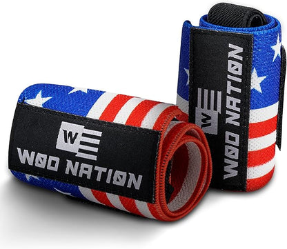 WOD Nation Wrist Wraps for Weightlifting & Strength Training – Professional Gym Straps w/Thumb Loop for Men & Women