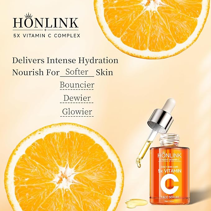 Premium 5X Vitamin C Korea Serum for Face 30ML,Hydrating Faical Essence,Hyaluronic Acid, Centella For Dull Facial Skin,Uneven Tone,Fine Lines,Pores (1 Serum)