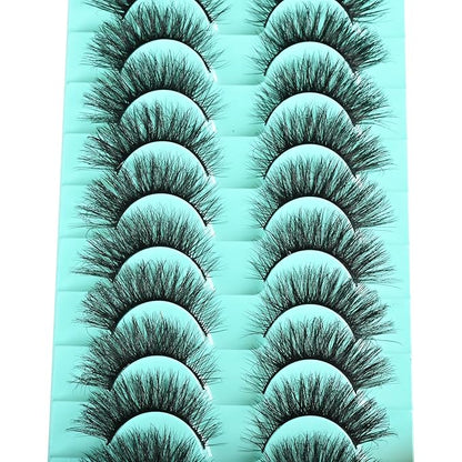 Mink Lashes Fluffy Wispy Eyelashes Medium Natural Eye Lash Pack Thick Full Small Strip Eyelash Set Thin Band Russian Strips Lash Extension (Flare Volume | 8-15mm)