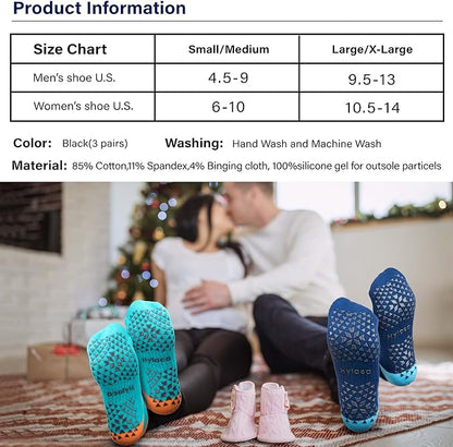 Hylaea Unisex Non Slip Socks with Grip for Yoga, Hospital, Pilates, Barre | Ankle, Cushioned