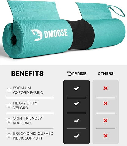 DMoose Fitness Barbell Pad for Hip Thrust, Squat & Lunges - Non-Slip Thick Foam Cushion for Neck and Back Support with Two Straps - Hip Thrust Pad for Leg Day - Fits All Olympic Bars and Smith Machine