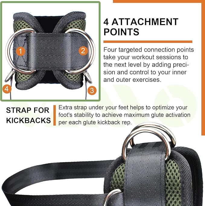 VAIIO Ankle Straps for Cable Machines,Adjustable Comfort fit Neoprene, Reinforce Double D-Ring - Premium Ankle Cuffs to Improve Abdominal Muscles, Lift The Butts, Tone The Legs for Men & Women