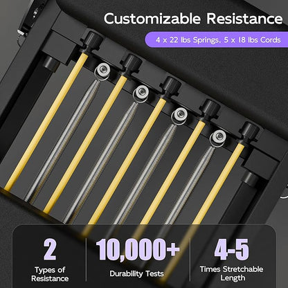 MU Pilates Reformer, Foldable Reformer Pilates Machine & Equipment for Home Use and Gym Workout, Suitable for Advanced and Beginners Users, Up to 400 lbs Weight Capacity, Black