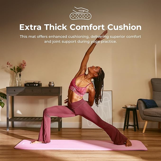 Sunny Health & Fitness Non-Slip Yoga Mat – Durable, Anti-Tear, Lightweight, Cushioned Support for Yoga, Pilates, Stretching Exercises, Meditation and Floor Workouts | Multiple Sizes & Colors