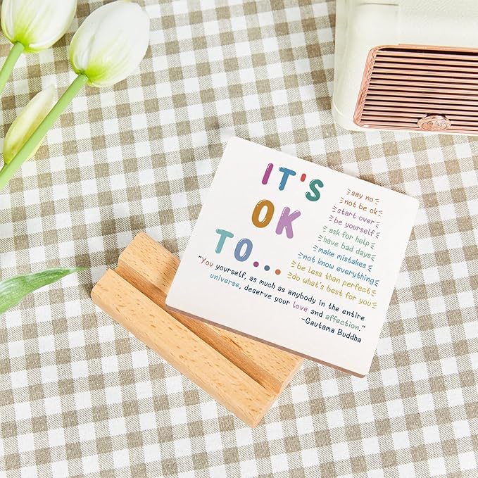 Xendelow Motivational Sign, Wooden, 4x4x0.23 inches, Mental Health Reminders, Gift for Psychologist, School Counselor, Student, Boy, Girl, Best Friend