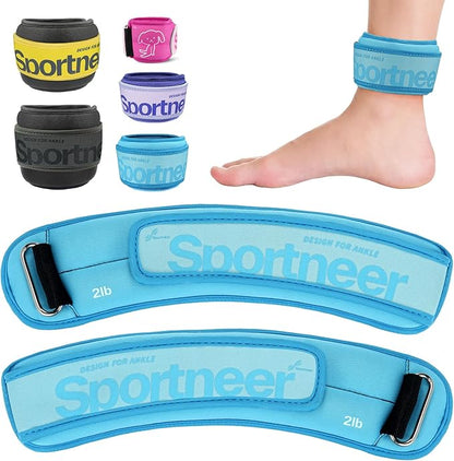 Sportneer Adjustable Ankle Weights for Women and Men：1 Pair 1 2 3 4 6 7 8 10 lbs Upgraded Easily Adjustable Leg Weight, Weighted Wrist Weight Strap for Gym, Fitness, Workout, Walking, Dancing (Black, 2 lbs x 2)
