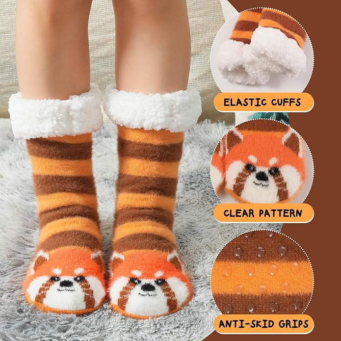 JaosWish Cat Fuzzy Socks Womens Pilates,Postpartum Essentials Non Slip Grip Slippers Hospital Socks for Labor Delivery