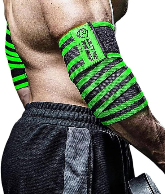 TAVIEW Elbow Wraps for Weightlifting (1 Pair), 47" Elastic Elbow Support & Compression Powerlifting, Fitness, Cross Training & Gym Workout - Elbow Straps for Weight Lifting