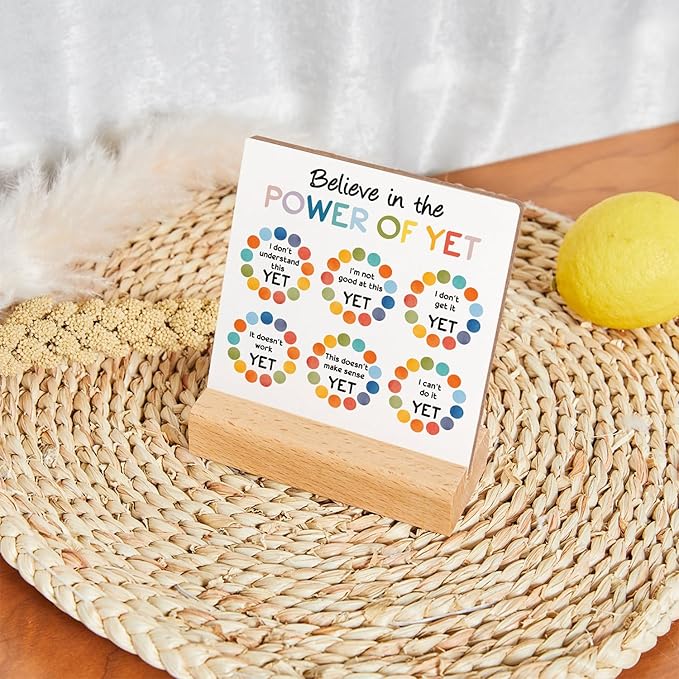 Mental Health Reminders Gift, Counseling Office Must Haves, Positive Motivational Wood Sign With Wooden Stand, Encourage Gift for Psychologist School Counselor Student Boys Girls Best Friends