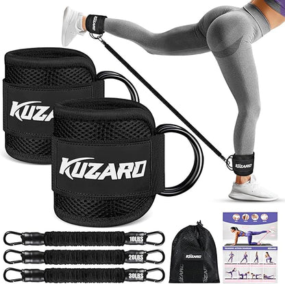 Ankle Resistance Bands with Cuffs, Ankle Weights Bands for Working Out, Women Leg and Glutes Workout Equipment, Exercise Bands for Kickbacks, Butt and Booty Trainer, Home Gym Fitness Equipment