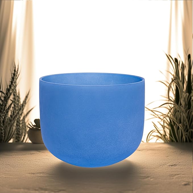 ALIOTH 7" Blue G Note Crystal Singing Bowl Throat Chakra Sound Therapy with Suede Mallet