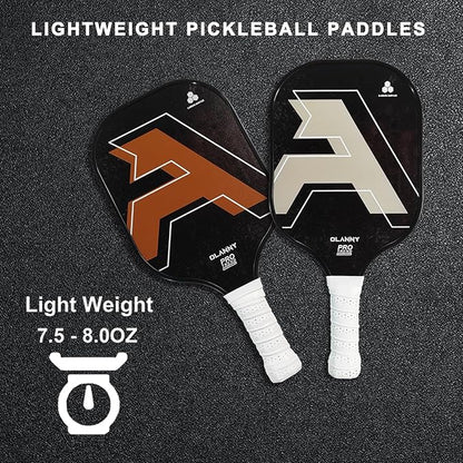 Graphite Pickleball Paddles Set- Premium Rackets Fiber Face & Polymer Honeycomb Core Pickleball Set Includes Pickleball Paddles + Pickleball Balls+ Replacement Soft Grip + 1 Bag