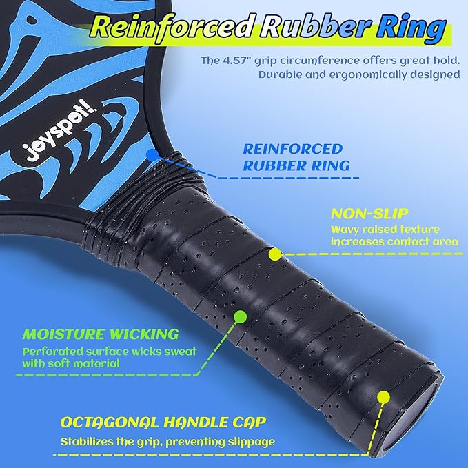Pickleball Paddles Set of 2, Fiberglass Pickle Ball Rackets, Lightweight Paddle Set Includes 4 Outdoor Indoor Balls, 2 Grip Tapes & Carry Bag, Oversized Sweet Spot for Men, Women, Adult, Teenager
