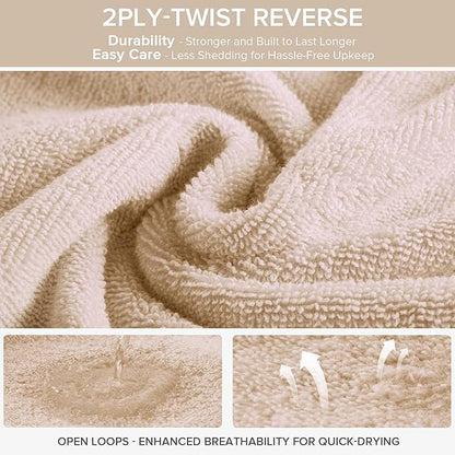 Comfort Spaces 6 Piece Luxury Bath Towel Set - 100% Cotton, Quick Dry, Zero Twist, Super Soft - Beige