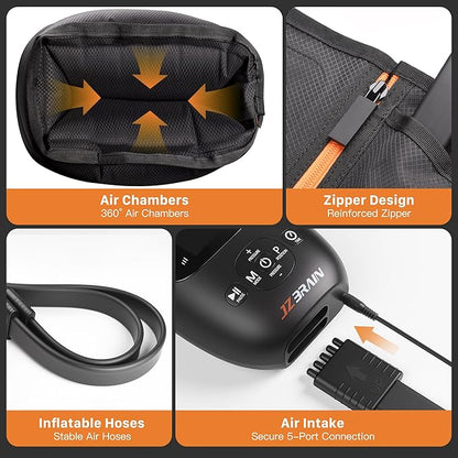 Air Compression Leg Recovery Boots : Dual-Power Sequential Compression System Device with Smart Pressure Sensor - 6 Modes & 14 Positions Foot and Leg Massage for Athletes & Gym (Medium)