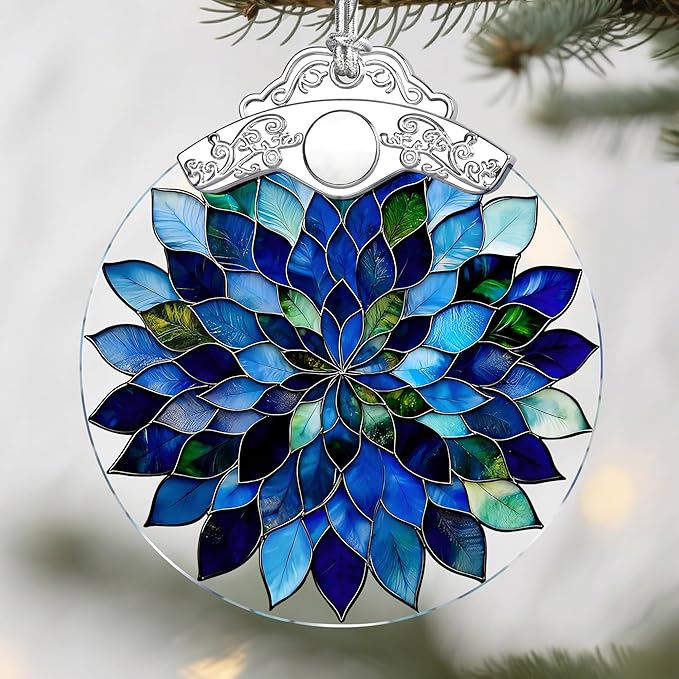 Blue Mandala Christmas Ornaments: Christmas Tree Ornaments, Holiday Decor for Nature Lover, Stocking Stuffers, Gift Ideas, Xmas Gifts & Gifts for Spiritual Seekers (Yoga/Meditation/Healing)