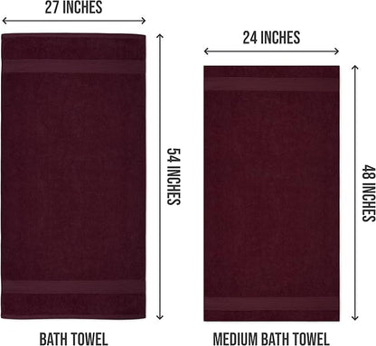 Utopia Towels 6 Pack Medium Bath Towel Set, 24 by 48 Inches, 500 GSM 100% Ring Spun Cotton, Lightweight and Highly Absorbent Quick Drying Premium Towels for Hotel, Spa and Bathroom, Burgundy