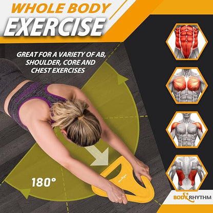 BODY RHYTHM Abdominal & Core Coaster Strength Workout Trainer, Ab Wheel Roller Exercise Machine with Knee Mat for Home Gym Workout Fitness.