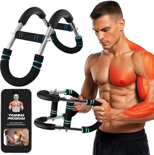 Twister Arm Trainer 20/60 & 40/90 lbs - Adjustable Chest, Arm & Upper Body Workout Bar for Home Gym Strength Training - Silent Resistance Power Twister by GOHOMELY