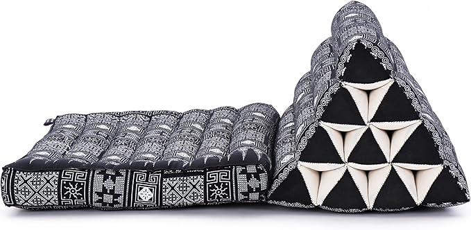 Leewadee 1-Fold Mat with Triangle Cushion – Comfortable TV Pillow, Foldable Mattress with Cushion Made of Kapok, 30 x 20 inches, Black