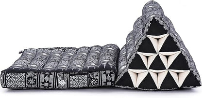 Leewadee 1-Fold Mat with Triangle Cushion – Comfortable TV Pillow, Foldable Mattress with Cushion Made of Kapok, 30 x 20 inches, Black
