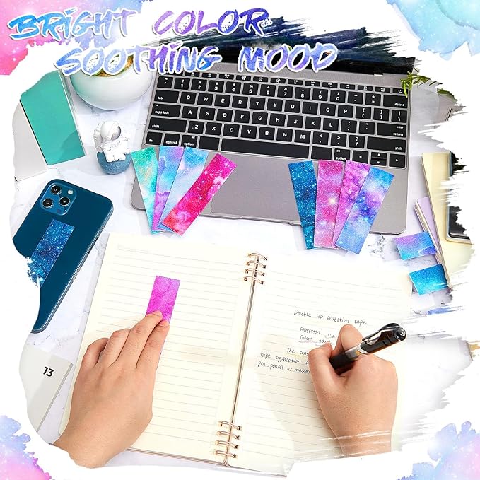 36 Pcs Anxiety Sensory Stickers Mental Health Stickers Fidget Textured Strips Toys Adhesive Tactile Calm Relief Items for Adults Desk School Counselor Classroom(Ink and Starry Sky)