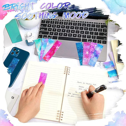 36 Pcs Anxiety Sensory Stickers Mental Health Stickers Fidget Textured Strips Toys Adhesive Tactile Calm Relief Items for Adults Desk School Counselor Classroom(Ink and Starry Sky)
