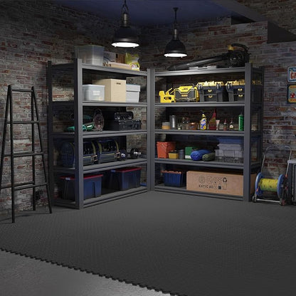 Home Gym Mat, Puzzle Exercise Mat, EVA Interlocking Foam Floor Tiles for Home Workout Equipment and Kids' Play Areas - Blue, 24 in x 24 in x ½ in - (Black, 36 Pack (144 SQ FT))