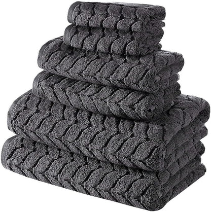 BAGNO MILANO Turkish Bath Towels, Soft Plush Jacquard Luxury Bath Towels, Quick Dry Towel Set (Charcoal, 3 pcs Towel Set)