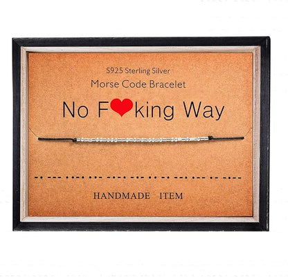 KGBNCIE Morse Code Bracelet for Women Sterling Silver Beads on Silk Cord Secret Message Fuck Friendship Inspirational Encouragement Bracelet Gift for Her