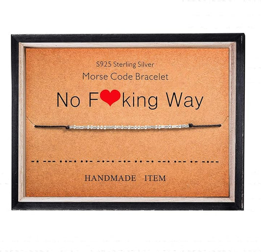 KGBNCIE Morse Code Bracelet for Women Sterling Silver Beads on Silk Cord Secret Message Fuck Friendship Inspirational Encouragement Bracelet Gift for Her