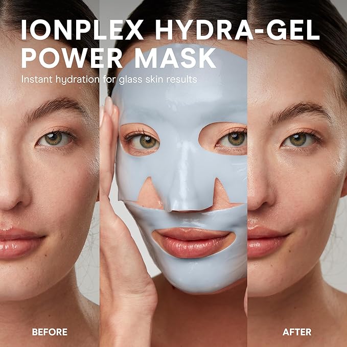 NuFACE IonPlex Hydra-Gel Power Mask - Hydrogel Korean Face Mask to Help Boost Hydration, Smooth Fine Lines & Enhance Microcurrent Results - Reveals a Dewy, Glass Skin Glow (5 Count)