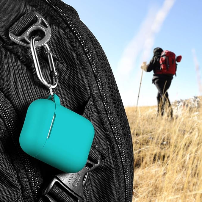 R-fun Compatible with AirPods Case Cover, Soft Silicone Protective Cover with Keychain for Women Men Compatible with Apple AirPods 2nd 1st Generation Charging Case, Front LED Visible,Teal