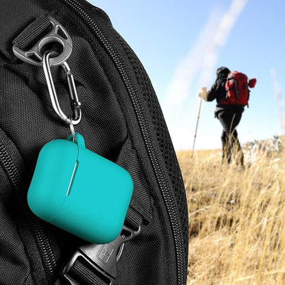 R-fun Compatible with AirPods Case Cover, Soft Silicone Protective Cover with Keychain for Women Men Compatible with Apple AirPods 2nd 1st Generation Charging Case, Front LED Visible,Teal