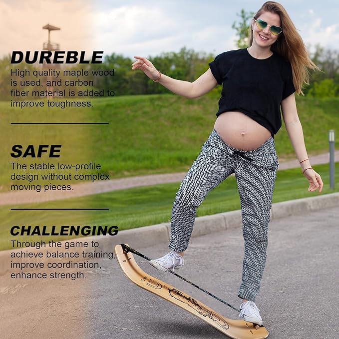 Balance Board for Adults & Kids- Wood Wobble Balance Board- Slackline Balance Trainer- Standing Desk Exercise-Yoga, Pilates, Snowboard, Suitability Home/Office/Gym