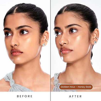 Sacheu Liquid Glow STAY-N Liquid Highlighter & Illuminator Makeup — 30ml Long Lasting Luminous Glow Lightweight Dewy Finish, Golden Hour