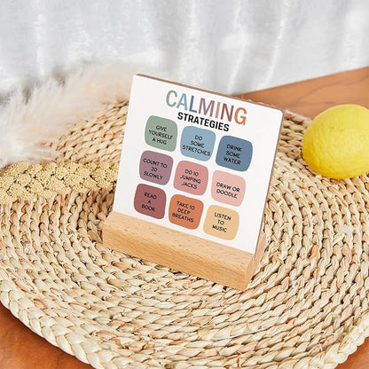 Mental Health Gift, Colorful Change Negative Thoughts Sign, Colorful Positive Affirmations Wooden Sign Wooden Stand, Mental Health Inspirational Gift for Psychologist School Counselor Student Boy Girl