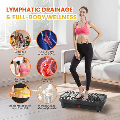 AXV Vibration Plate Fitness Platform Exercise Machine Vibrating Lymphatic Drainage Shaking Full Body Shaker Workout Vibrate Stand Shake Board Sport Gym for Weight Loss Fat Burner for Women Men