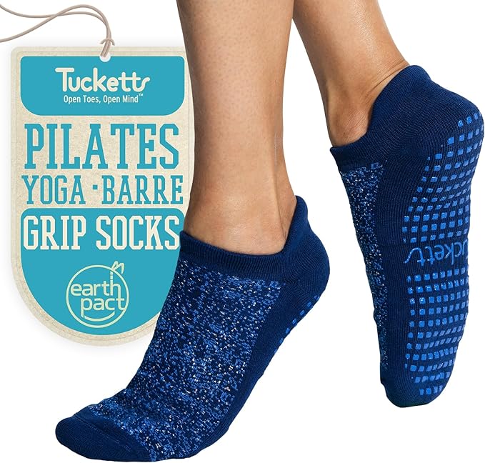 Tucketts Crew Closed Toes Non-Slip Grip Socks - Anti Skid Yoga, Barre, Pilates, Home & Leisure, Pedicure